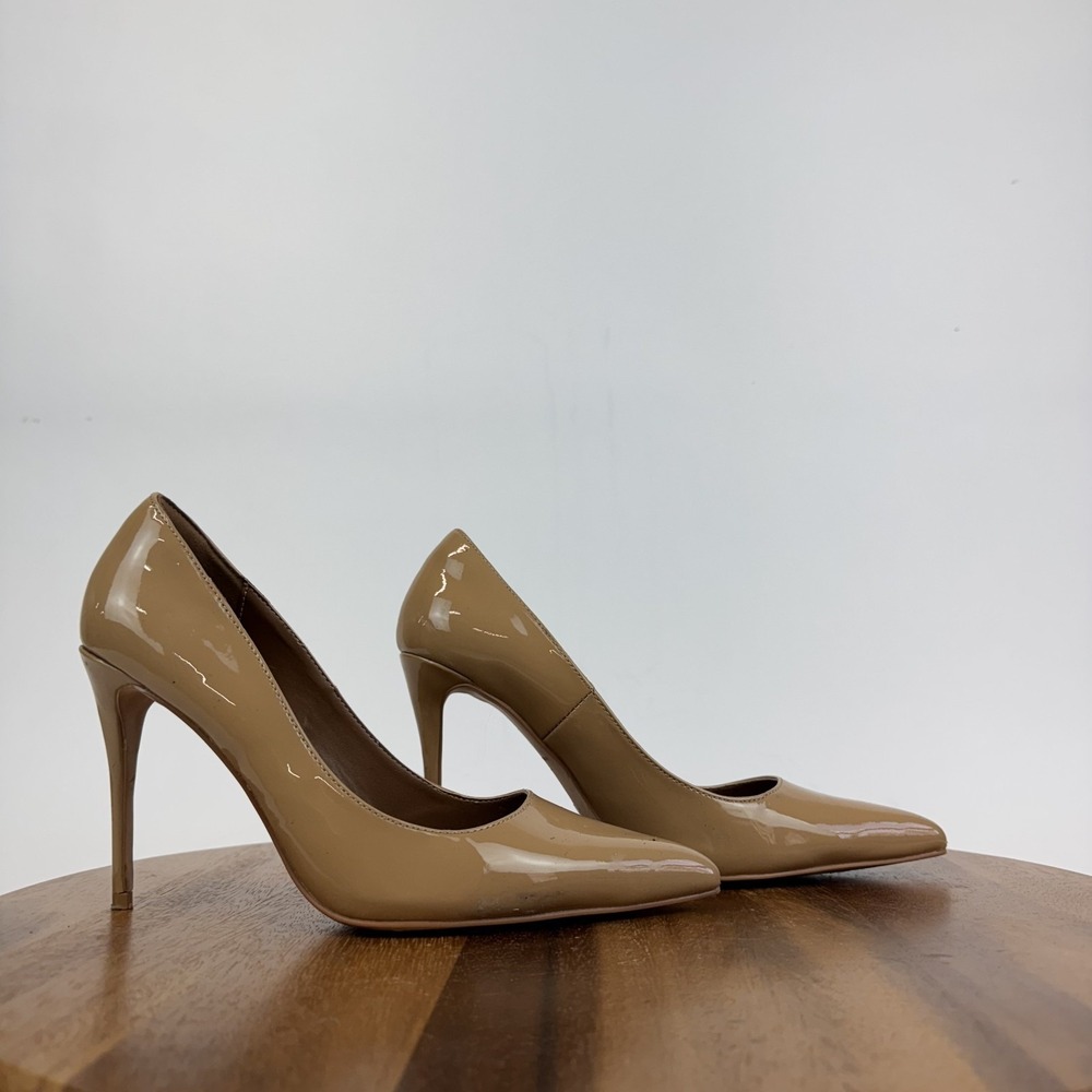 Womens Kurt Geiger Ellen Beige‎ Patent Leather High Heeled Pumps Size EU 38 GUC